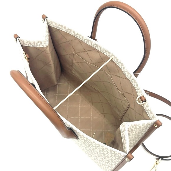Michael Kors Mirella Medium EW Tote Bag & Trifold Wallet Vanilla/Brown (NWT) - Picture 8 of 11